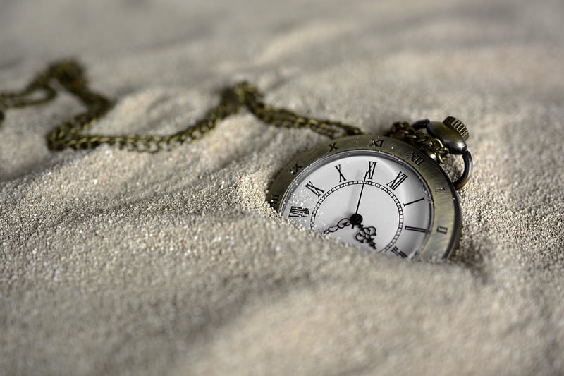 Clock in a surreal landscape